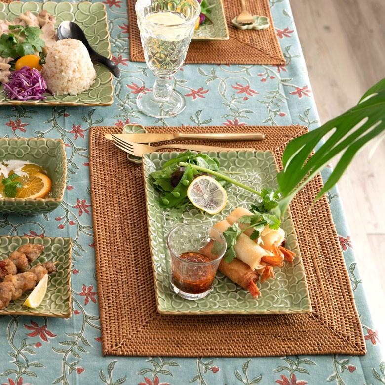 平皿 角皿 陶器 長方形 約28×18cm プレート 食器 和食器 プルメリア