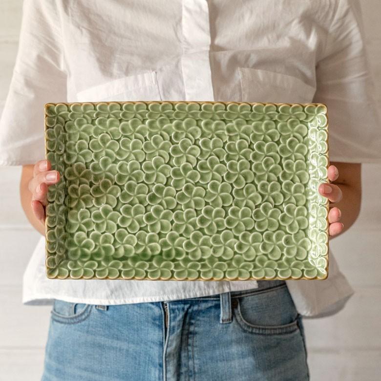 平皿 角皿 陶器 長方形 約28×18cm プレート 食器 和食器