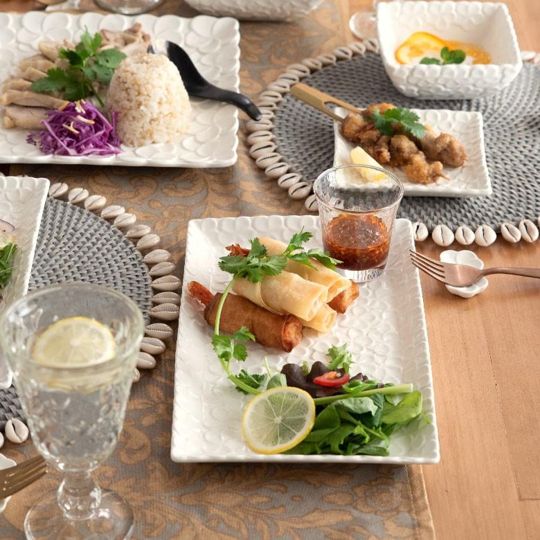 平皿 角皿 陶器 長方形 約28×18cm プレート 食器 和食器 プルメリア シンプル おしゃれ アジア雑貨 pl4-668 | ブランド登録なし | 11