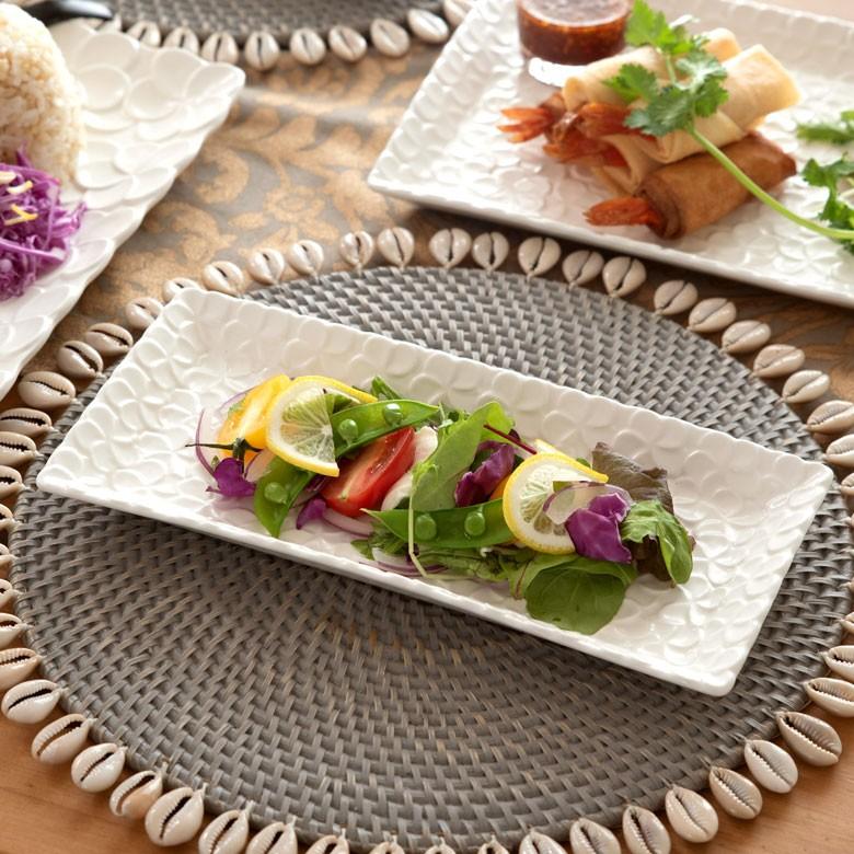 平皿 角皿 陶器 長方形 約25.7×12.1cm プレート 食器 和食器 プルメリア シンプル おしゃれ アジア雑貨 pl5-668 | ブランド登録なし | 12