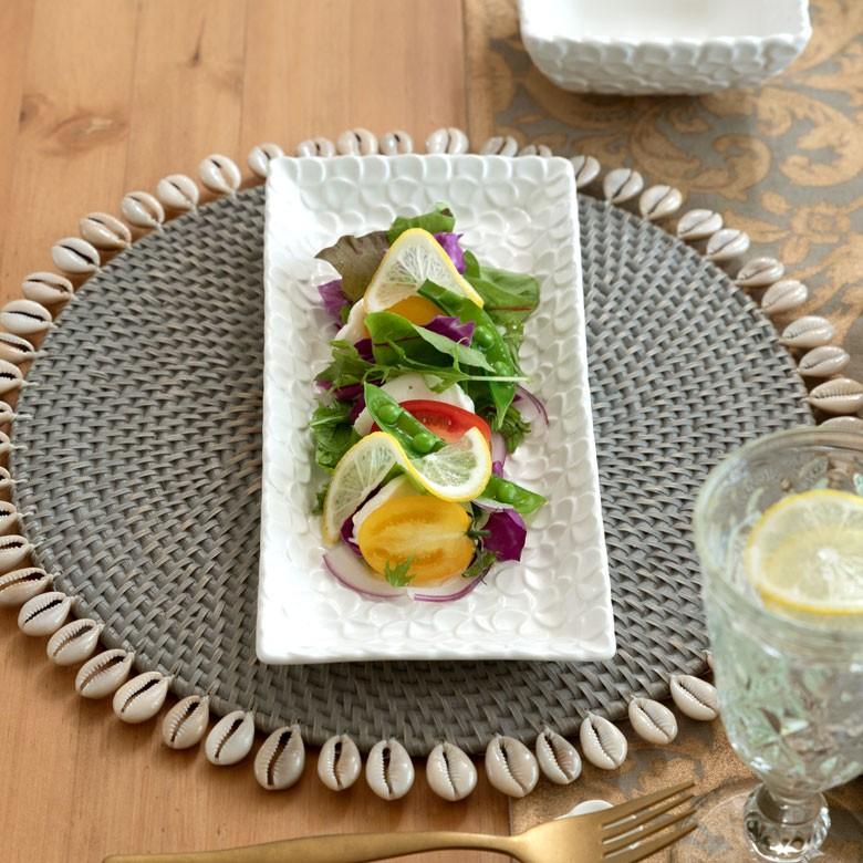 平皿 角皿 陶器 長方形 約25.7×12.1cm プレート 食器 和食器 プルメリア シンプル おしゃれ アジア雑貨 pl5-668 | ブランド登録なし | 14