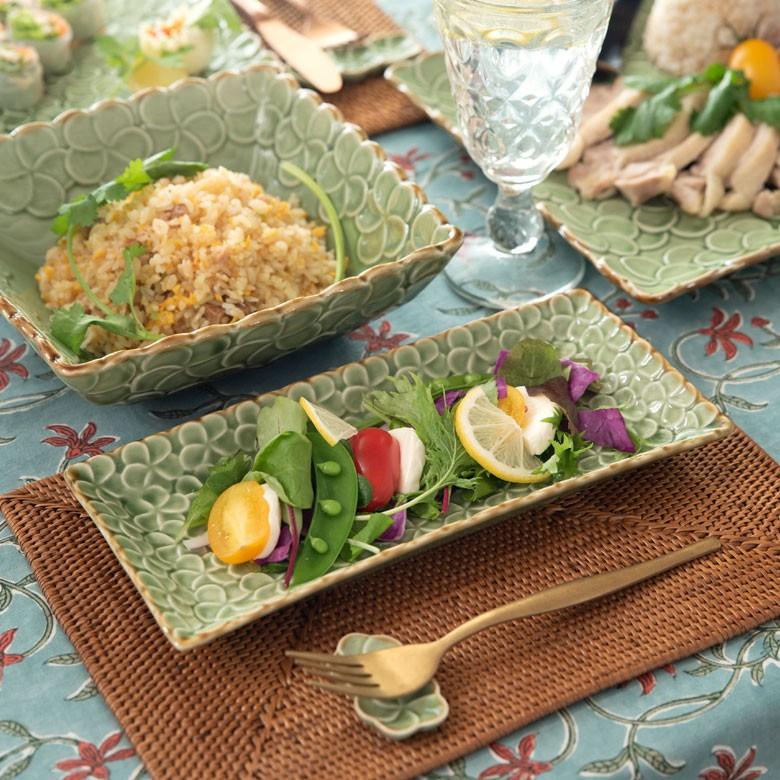 平皿 角皿 陶器 長方形 約25.7×12.1cm プレート 食器 和食器