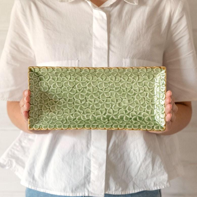 平皿 角皿 陶器 長方形 約25.7×12.1cm プレート 食器 和食器 プルメリア シンプル おしゃれ アジア雑貨 pl5-668 | ブランド登録なし | 10