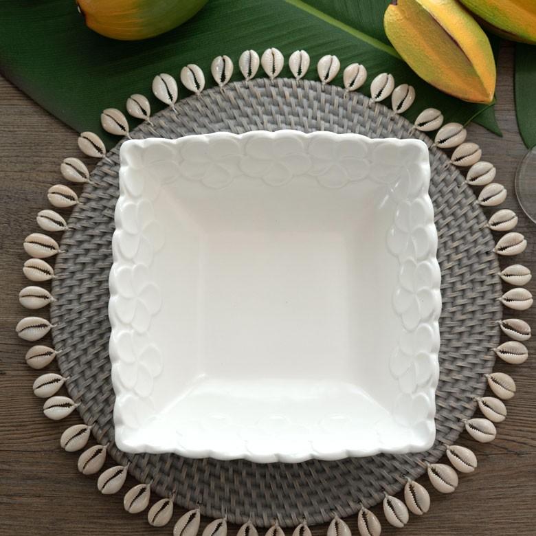 深皿 角皿 陶器 正方形 約21cm角 ボウル 食器 和食器 プルメリア おしゃれ アジア雑貨 pl6-668 | ブランド登録なし | 15