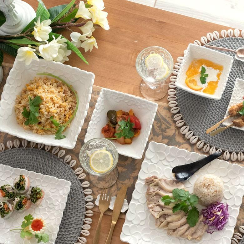 深皿 角皿 陶器 正方形 約14.5cm角 ボウル 食器 和食器 プルメリア おしゃれ アジア雑貨 pl7-668 | ブランド登録なし | 13