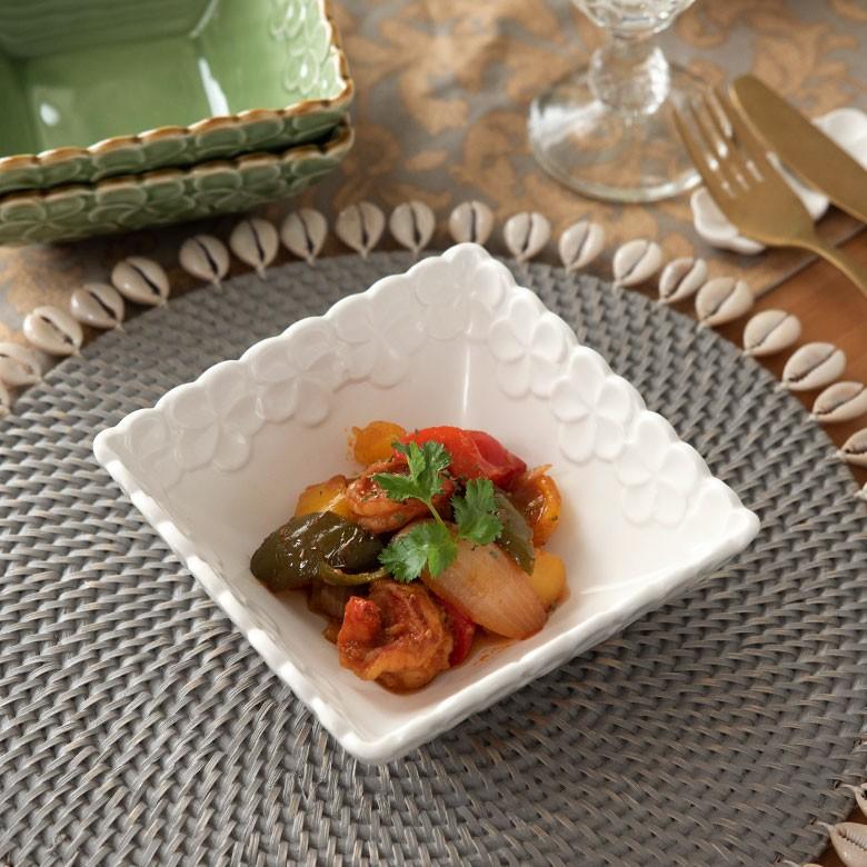 深皿 角皿 陶器 正方形 約14.5cm角 ボウル 食器 和食器 プルメリア おしゃれ アジア雑貨 pl7-668 | ブランド登録なし | 07