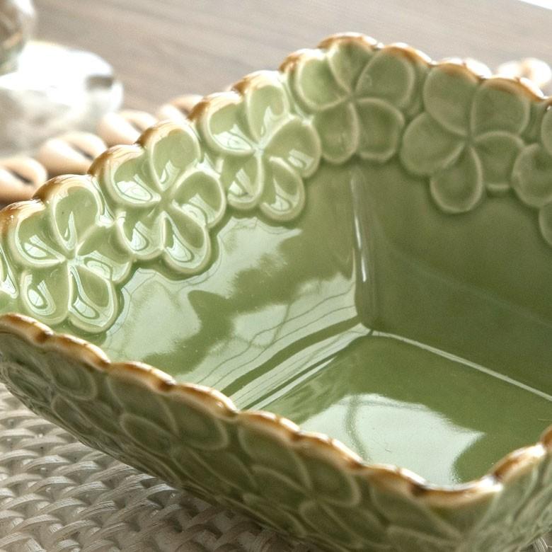 角鉢 角皿 陶器 正方形 約12cm角 ボウル 食器 和食器 プルメリア 煮物 デザート おしゃれ アジア雑貨 pl8-668 | ブランド登録なし | 03