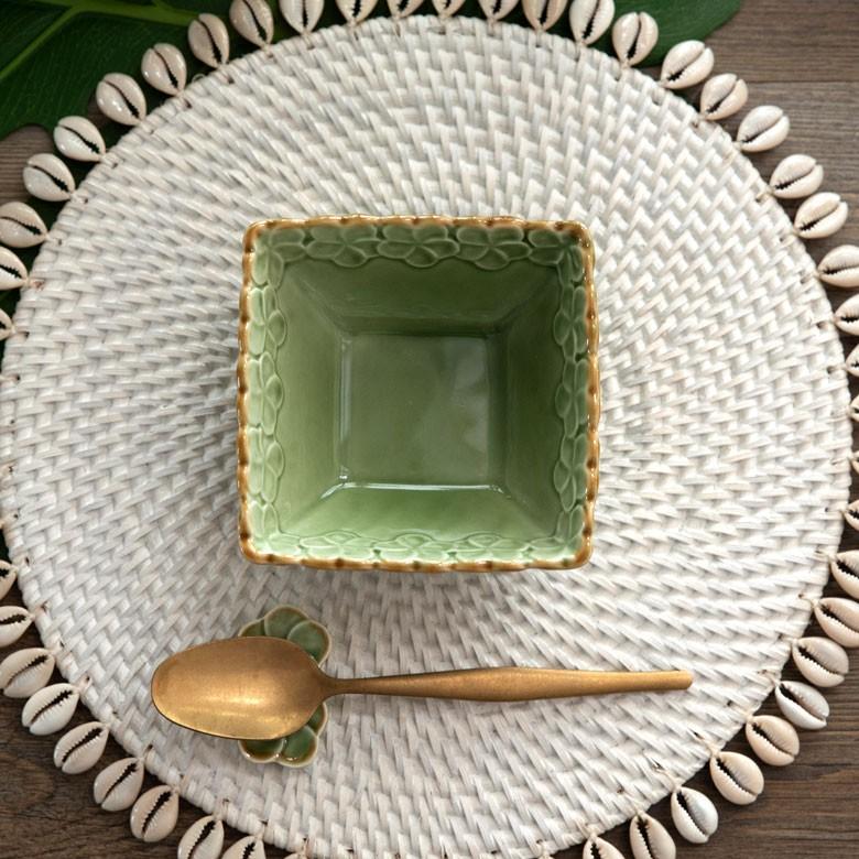 角鉢 角皿 陶器 正方形 約12cm角 ボウル 食器 和食器 プルメリア 煮物 デザート おしゃれ アジア雑貨 pl8-668 | ブランド登録なし | 12