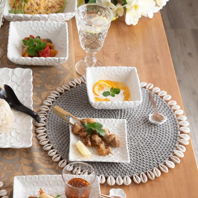 角鉢 角皿 陶器 正方形 約12cm角 ボウル 食器 和食器 プルメリア 煮物 デザート おしゃれ アジア雑貨 pl8-668 | ブランド登録なし | 13