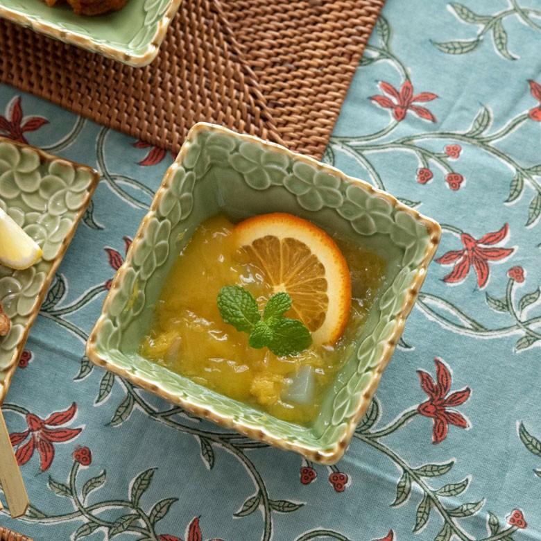 角鉢 角皿 陶器 正方形 約12cm角 ボウル 食器 和食器 プルメリア