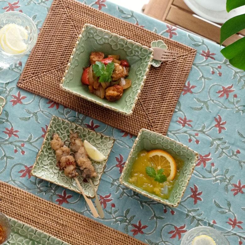 角鉢 角皿 陶器 正方形 約12cm角 ボウル 食器 和食器 プルメリア 煮物 デザート おしゃれ アジア雑貨 pl8-668 | ブランド登録なし | 16