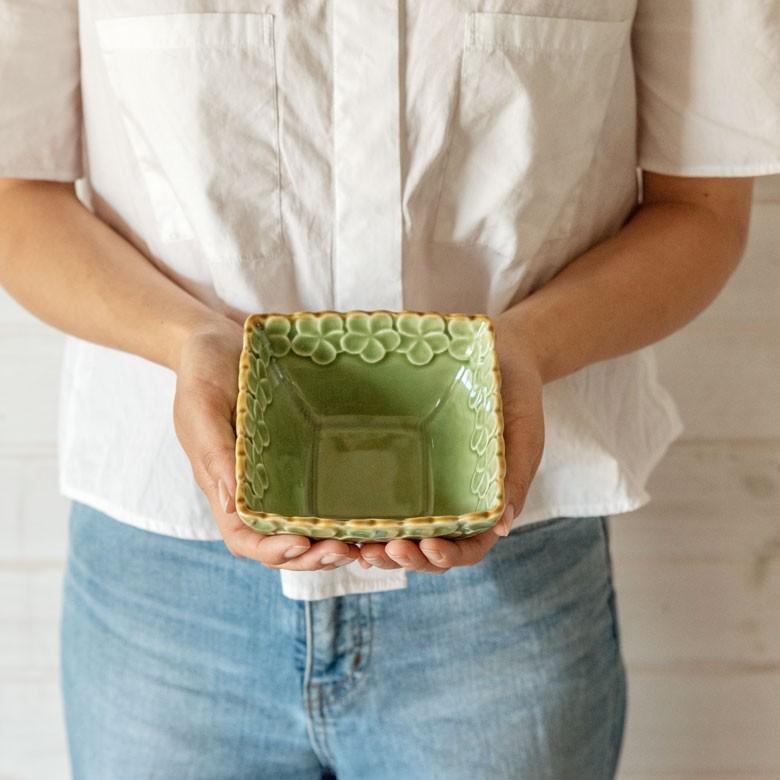 角鉢 角皿 陶器 正方形 約12cm角 ボウル 食器 和食器 プルメリア 煮物 デザート おしゃれ アジア雑貨 pl8-668 | ブランド登録なし | 10