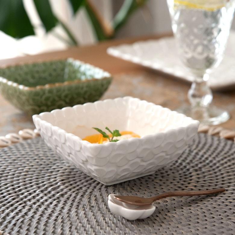 角鉢 角皿 陶器 正方形 約12cm角 ボウル 食器 和食器 プルメリア