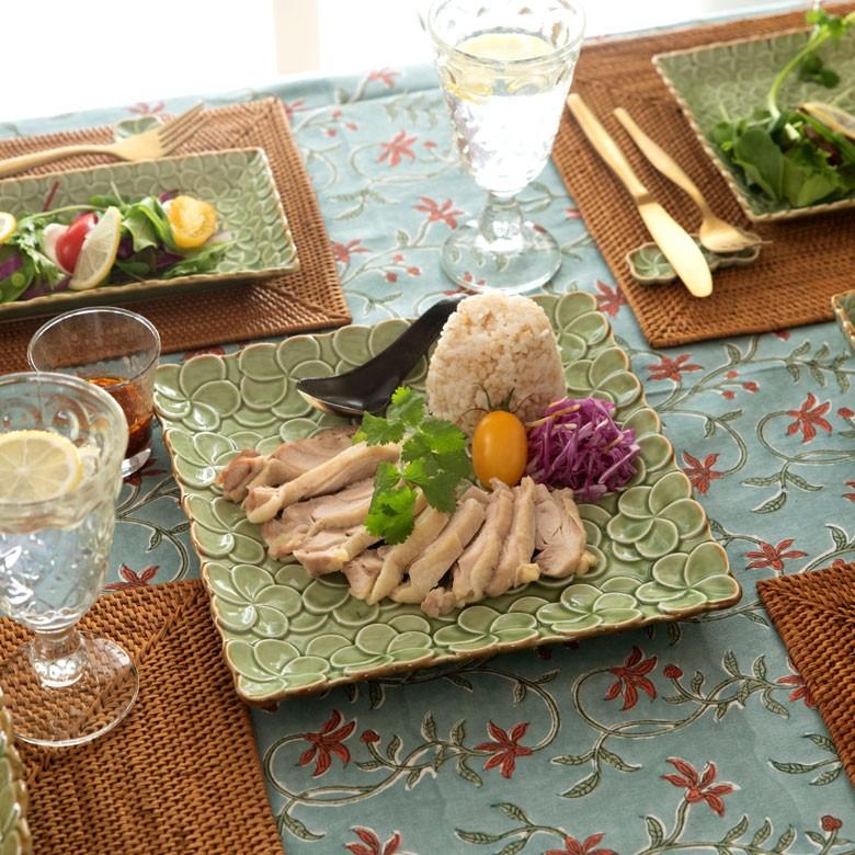 プレート 皿 大皿 食器 約25×25cm 正方形 陶器 プルメリア パーティー アジアン雑貨 pl9-668 | ブランド登録なし | 12