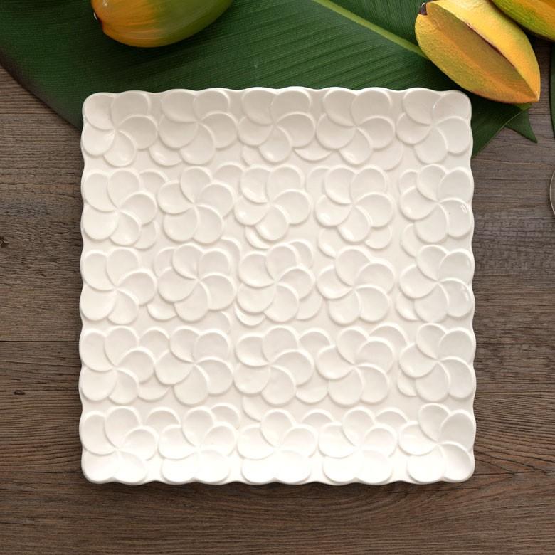 プレート 皿 大皿 食器 約25×25cm 正方形 陶器 プルメリア パーティー アジアン雑貨 pl9-668 | ブランド登録なし | 13