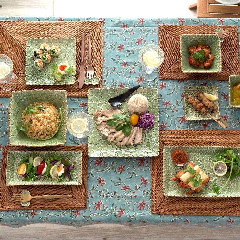 プレート 皿 大皿 食器 約25×25cm 正方形 陶器 プルメリア パーティー アジアン雑貨 pl9-668 | ブランド登録なし | 17