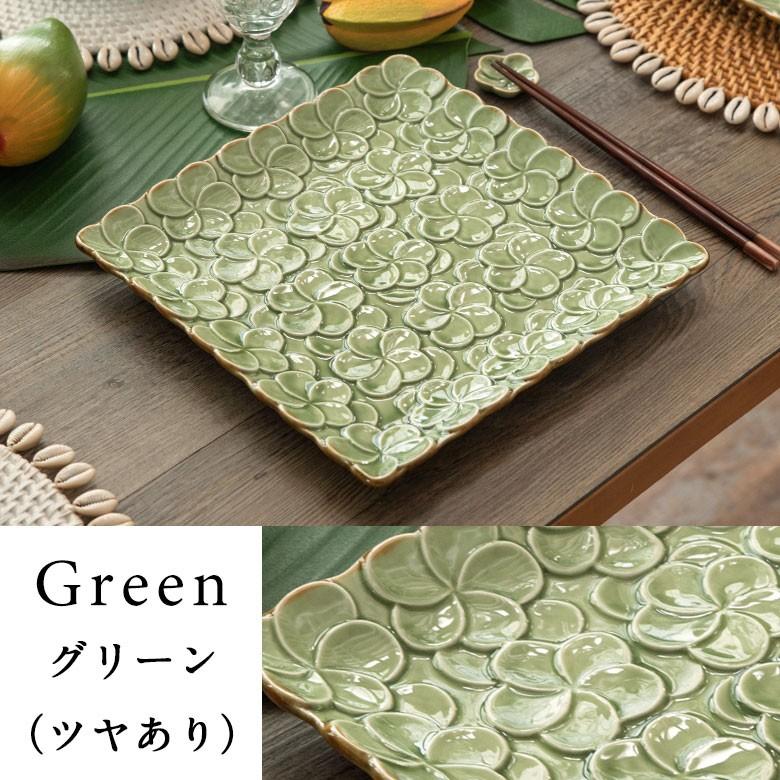 プレート 皿 大皿 食器 約25×25cm 正方形 陶器 プルメリア パーティー アジアン雑貨 pl9-668 | ブランド登録なし | 05