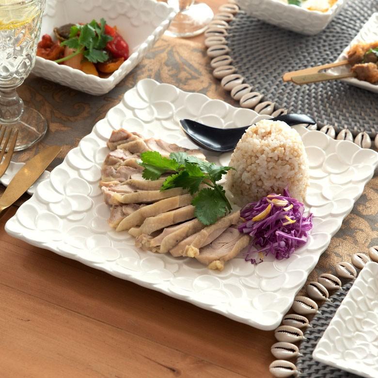プレート 皿 大皿 食器 約25×25cm 正方形 陶器 プルメリア パーティー アジアン雑貨 pl9-668 | ブランド登録なし | 07