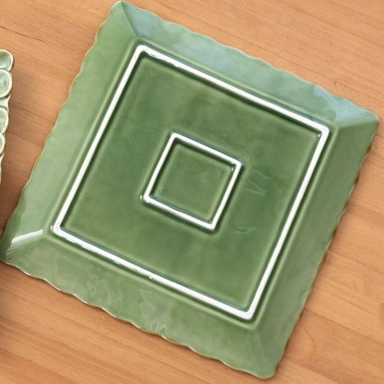 プレート 皿 大皿 食器 約25×25cm 正方形 陶器 プルメリア パーティー アジアン雑貨 pl9-668 | ブランド登録なし | 09