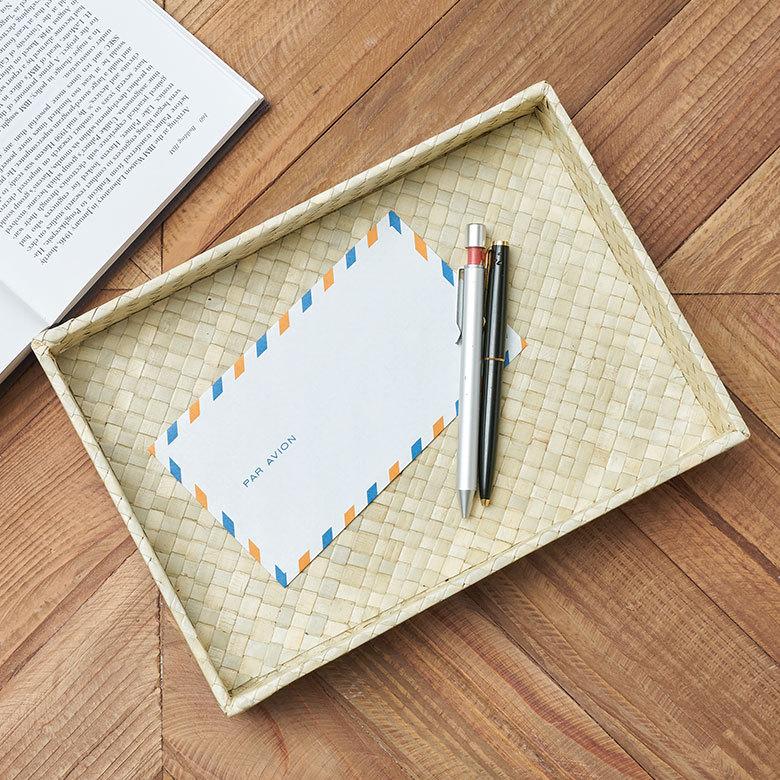 重ねて 使える パンダン製 収納 トレイ Mサイズ トレー かご 整理 小物 入れ カトラリー ケース おしゃれ インテリア ナチュラル 箸入れ ペン 書類 pt-1173 | ELEMENTS（インテリア） | 08