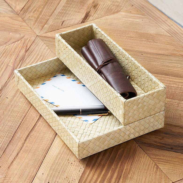 重ねて 使える パンダン製 収納トレイ Sサイズ トレー かご 整理 小物 入れ カトラリー ケース おしゃれ インテリア ナチュラル 箸入れ ペン 西海岸 pt-11730 | ELEMENTS（インテリア） | 10