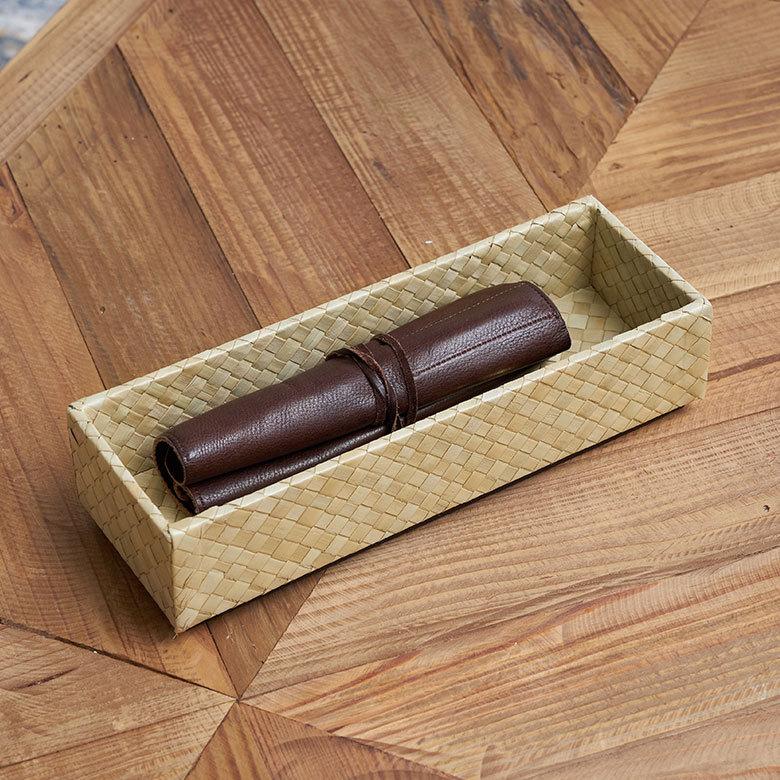 重ねて 使える パンダン製 収納トレイ Sサイズ トレー かご 整理 小物 入れ カトラリー ケース おしゃれ インテリア ナチュラル 箸入れ ペン 西海岸 pt-11730 | ELEMENTS（インテリア） | 11