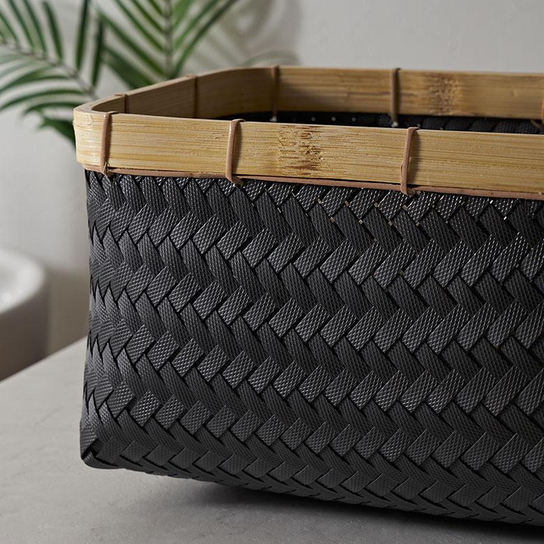 バスケット Sサイズ かご 9.7L バンブー 竹 プラスチック ランドリー 耐水 収納 洗濯物 荷物 入れ おしゃれ 北欧 雑貨 インテリア リゾート 西海岸 s-14065 | ELEMENTS（インテリア） | 01