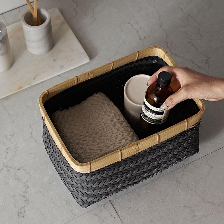バスケット Sサイズ かご 9.7L バンブー 竹 プラスチック ランドリー 耐水 収納 洗濯物 荷物 入れ おしゃれ 北欧 雑貨 インテリア リゾート 西海岸 s-14065 | ELEMENTS（インテリア） | 06