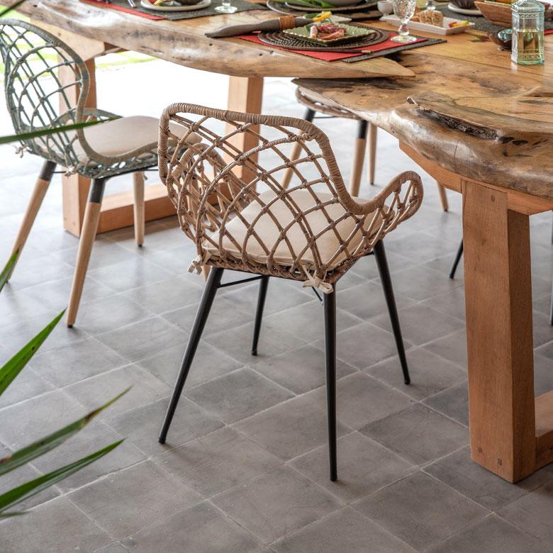 アームチェア 肘付き イス 2脚セット ラタン 籐 シンプル アイアン 一人掛け 背もたれ付き ブラック ベージュ アジアン家具 モダン set-13850-mt | ELEMENTS（インテリア） | 04