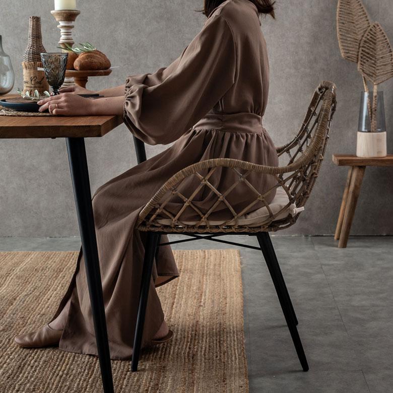 アームチェア 肘付き イス 2脚セット ラタン 籐 シンプル アイアン 一人掛け 背もたれ付き ブラック ベージュ アジアン家具 モダン set-13850-mt | ELEMENTS（インテリア） | 08