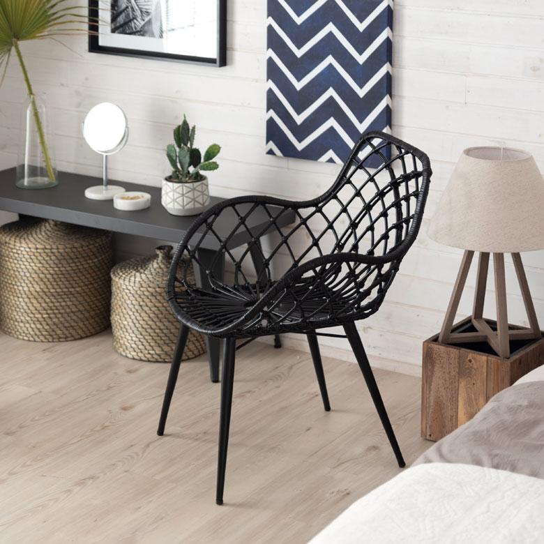 アームチェア 肘付き イス 2脚セット ラタン 籐 シンプル アイアン 一人掛け 背もたれ付き ブラック ベージュ アジアン家具 モダン set-13850-mt | ELEMENTS（インテリア） | 10