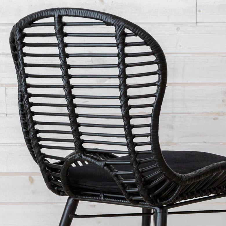 天然ラタン チェア イス 椅子 ブラック ELEMENTS（インテリア） チェア イス ラタン 籐 2脚セット