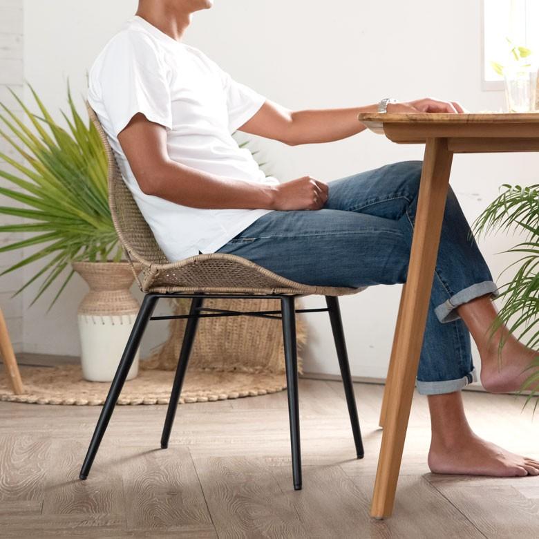 チェア ラタンチェアー ラタンチェア イス 2脚セット ラタン 籐 シンプル アイアン脚 一人掛け 背もたれ付き メッシュ ベージュ アジアン家具 set-13884 | ELEMENTS（インテリア） | 14