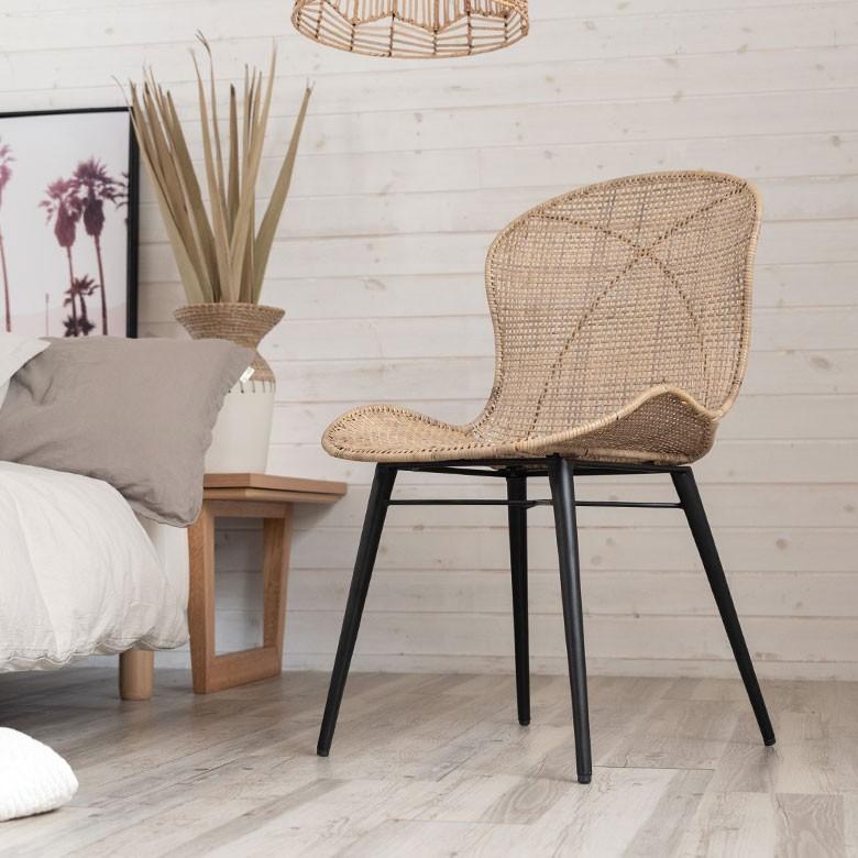 チェア ラタンチェアー ラタンチェア イス 2脚セット ラタン 籐 シンプル アイアン脚 一人掛け 背もたれ付き メッシュ ベージュ アジアン家具 set-13884 | ELEMENTS（インテリア） | 15