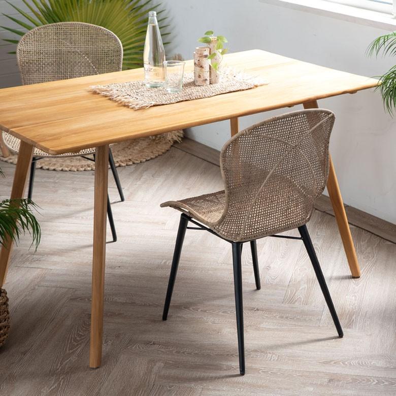 チェア ラタンチェアー ラタンチェア イス 2脚セット ラタン 籐 シンプル アイアン脚 一人掛け 背もたれ付き メッシュ ベージュ アジアン家具 set-13884 | ELEMENTS（インテリア） | 02