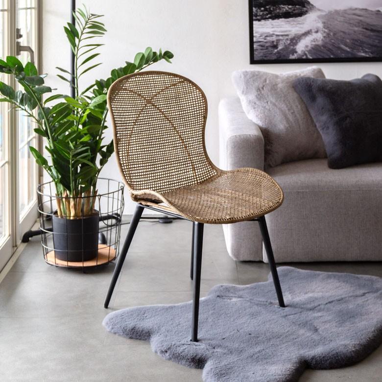 チェア ラタンチェアー ラタンチェア イス 2脚セット ラタン 籐 シンプル アイアン脚 一人掛け 背もたれ付き メッシュ ベージュ アジアン家具 set-13884 | ELEMENTS（インテリア） | 03