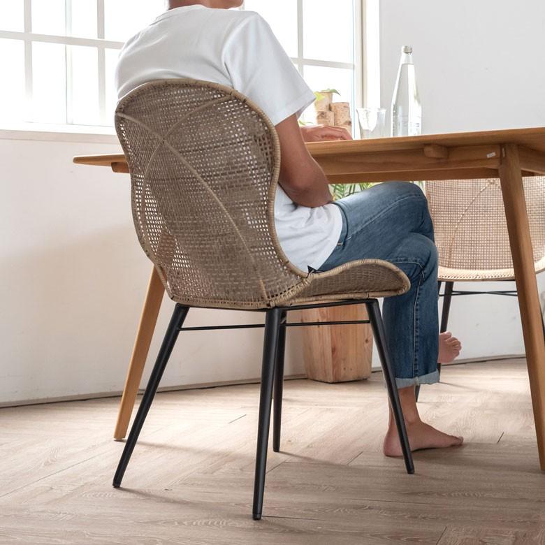 チェア ラタンチェアー ラタンチェア イス 2脚セット ラタン 籐 シンプル アイアン脚 一人掛け 背もたれ付き メッシュ ベージュ アジアン家具 set-13884 | ELEMENTS（インテリア） | 06