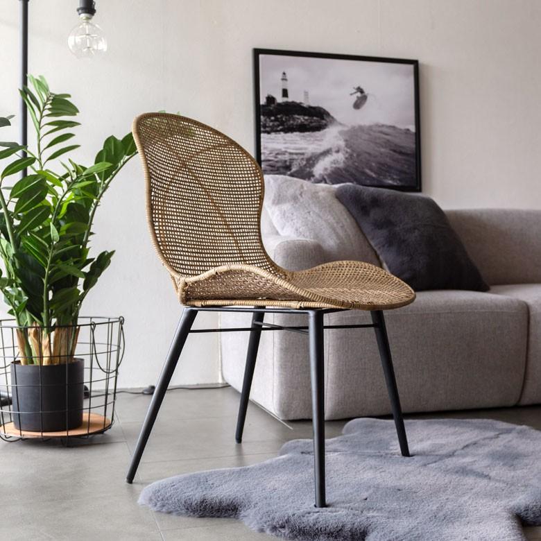 チェア ラタンチェアー ラタンチェア イス 2脚セット ラタン 籐 シンプル アイアン脚 一人掛け 背もたれ付き メッシュ ベージュ アジアン家具 set-13884 | ELEMENTS（インテリア） | 09