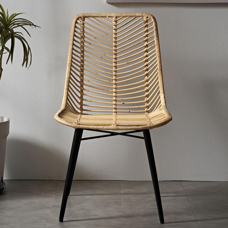 ラタン チェア 2脚 セット 籐 クッション 付き 座面高 40cm シェブロン ダイニング 椅子 食卓 リビング おしゃれ 北欧 雑貨 インテリア 西海岸 set-14013 | ELEMENTS（インテリア） | 01