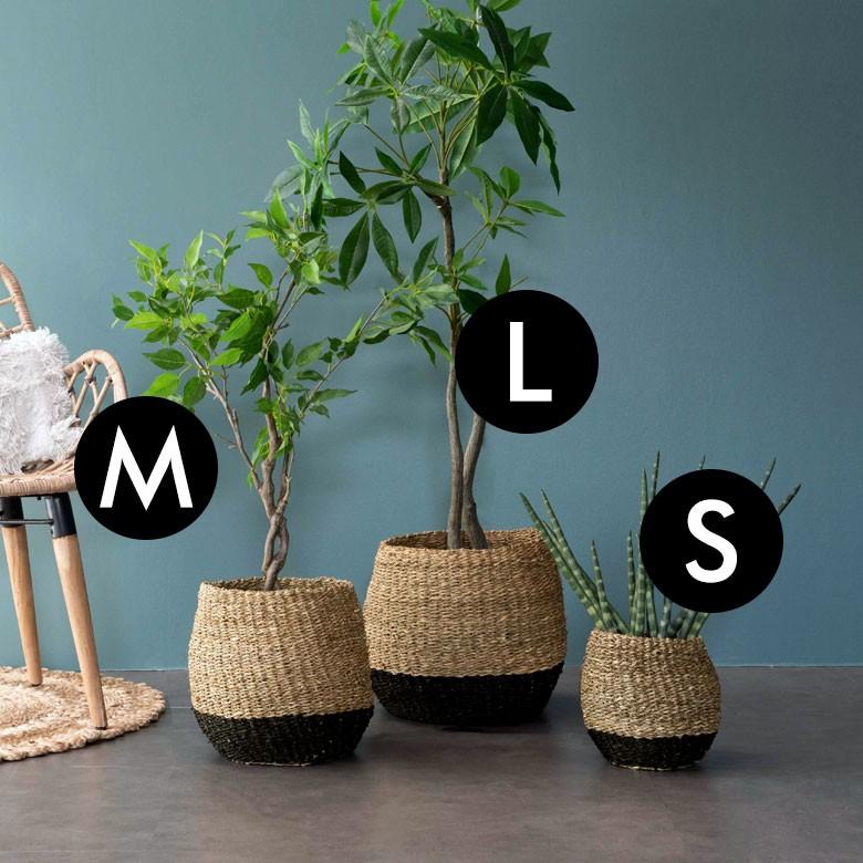 3個セット プランターカバー ゴミ箱 バスケット かご シーグラス S M L