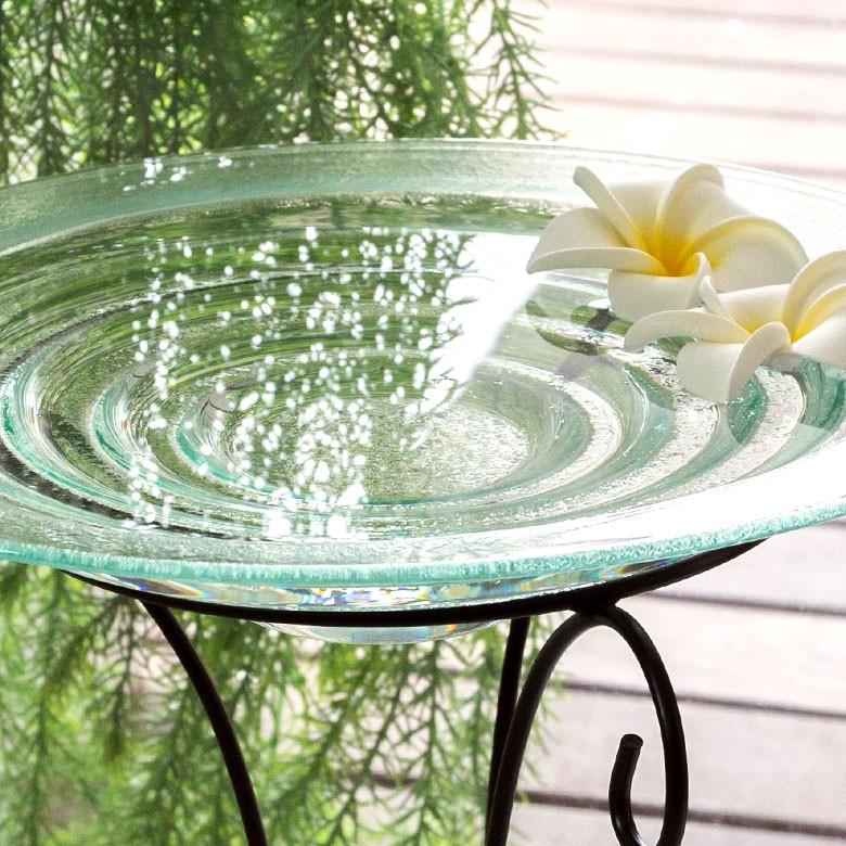 ガラスのアジアン水盤ＬサイズとアイアンスタンドＬサイズのセット ガラスの水盆 ガラスのボウル アジアン雑貨 アジアンインテリア アジア雑貨 set-66656 | ブランド登録なし | 01