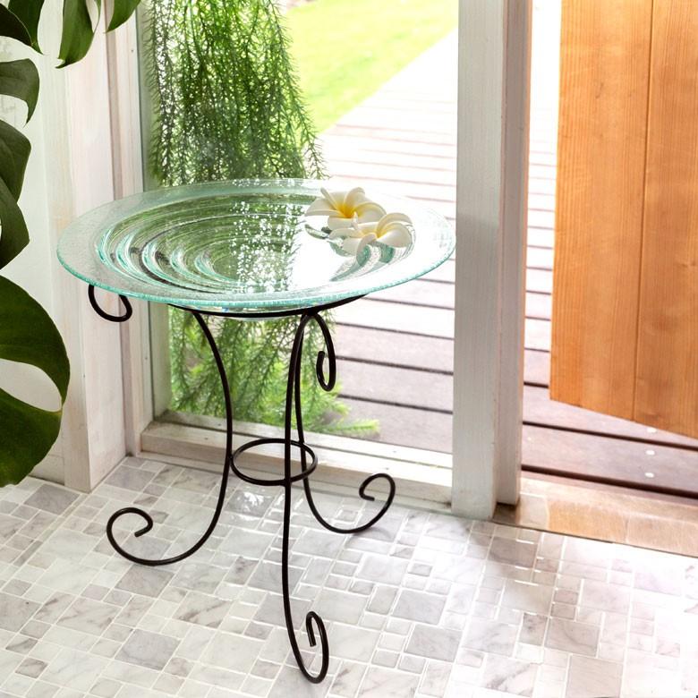 ガラスのアジアン水盤ＬサイズとアイアンスタンドＬサイズのセット ガラスの水盆 ガラスのボウル アジアン雑貨 アジアンインテリア アジア雑貨 set-66656 | ブランド登録なし | 10