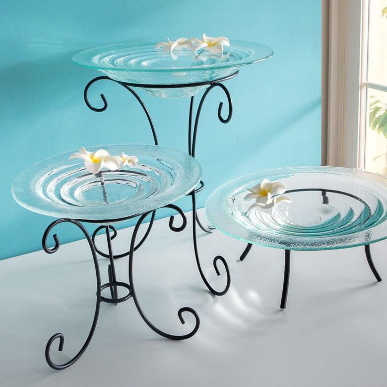 ガラスのアジアン水盤ＬサイズとアイアンスタンドＬサイズのセット ガラスの水盆 ガラスのボウル アジアン雑貨 アジアンインテリア アジア雑貨 set-66656 | ブランド登録なし | 12