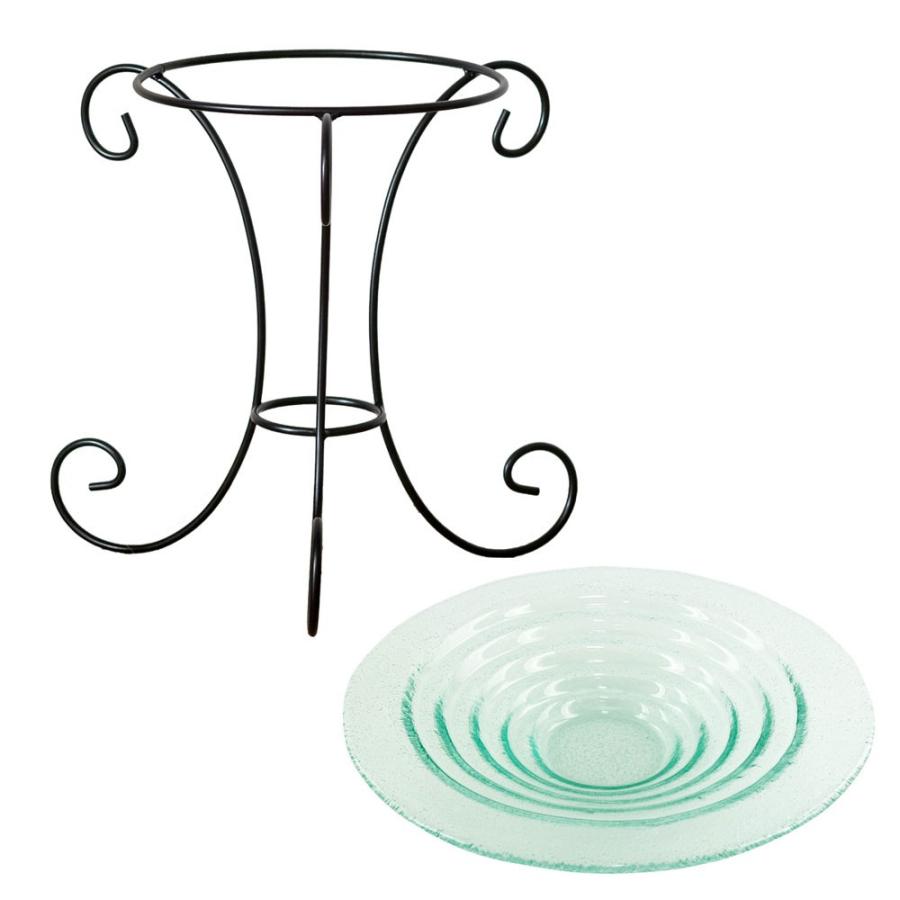 ガラスのアジアン水盤ＬサイズとアイアンスタンドＬサイズのセット ガラスの水盆 ガラスのボウル アジアン雑貨 アジアンインテリア アジア雑貨 set-66656 | ブランド登録なし | 13