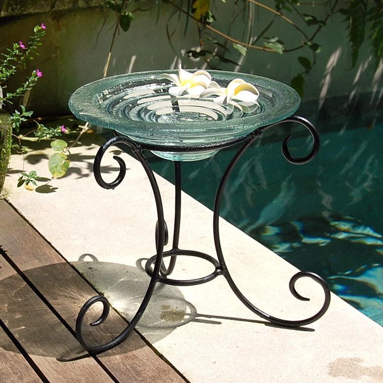 ガラスのアジアン水盤ＬサイズとアイアンスタンドＬサイズのセット ガラスの水盆 ガラスのボウル アジアン雑貨 アジアンインテリア アジア雑貨 set-66656 | ブランド登録なし | 04