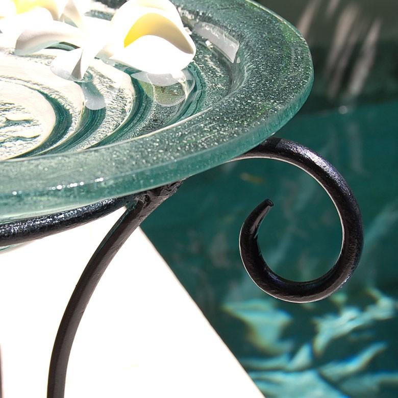 ガラスのアジアン水盤ＬサイズとアイアンスタンドＬサイズのセット ガラスの水盆 ガラスのボウル アジアン雑貨 アジアンインテリア アジア雑貨 set-66656 | ブランド登録なし | 09