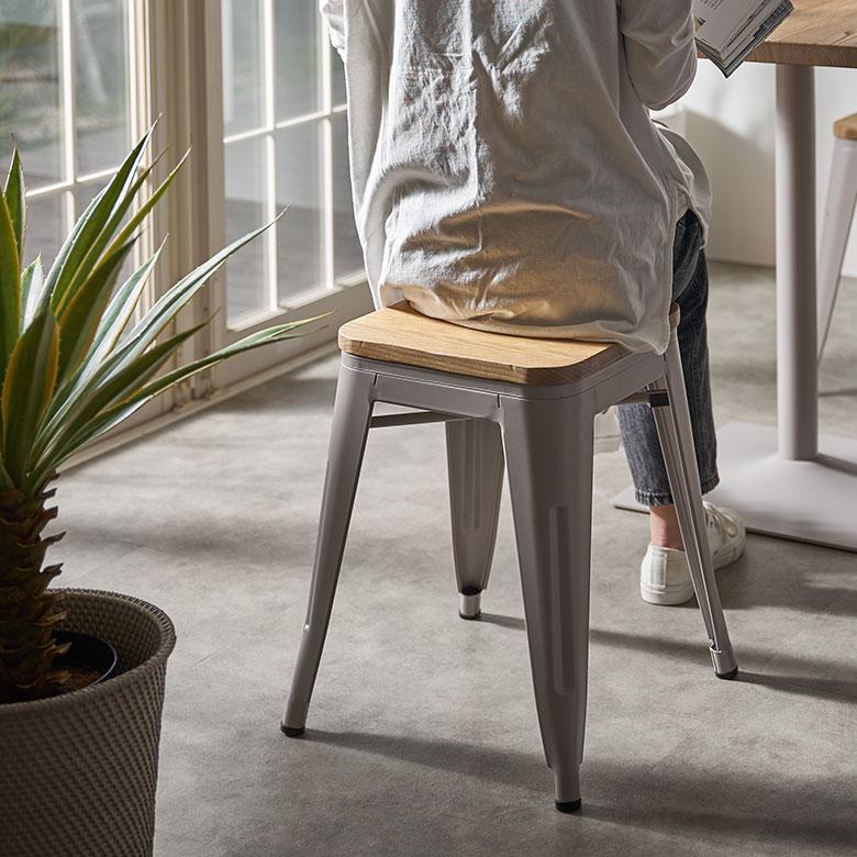 スツール 木製 椅子 スチール チェアー 4脚セット スタッキングチェア 完成品 黒 SMITH スミス イス インダストリアル おしゃれ アイアン風  [set-66683] | ELEMENTS（インテリア） | 12