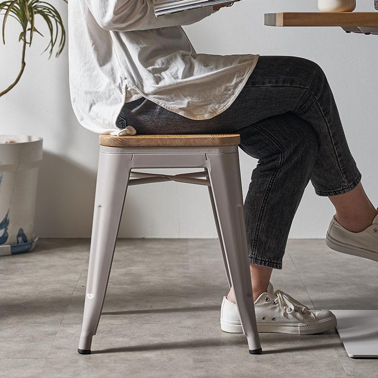 スツール 木製 椅子 スチール チェアー 4脚セット スタッキングチェア 完成品 黒 SMITH スミス イス インダストリアル おしゃれ アイアン風  [set-66683] | ELEMENTS（インテリア） | 14