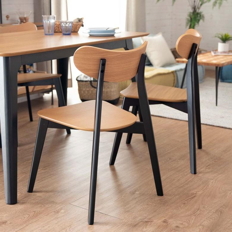 ELEMENTS チェア 2脚セット ブラウン ナチュラル ダイニングチェア