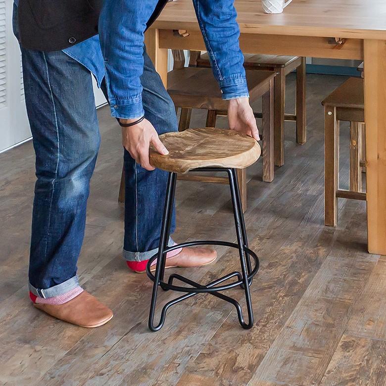 スツール 椅子 木製 無垢材 天然木 おしゃれ イス カウンターチェア アンティーク 北欧 西海岸 男前 ブラウン 茶色 set-91026 | ELEMENTS（インテリア） | 04